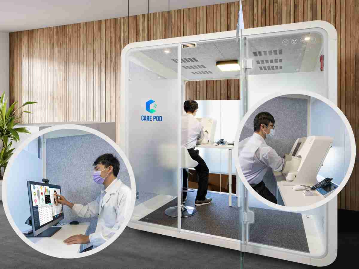 达擎于医疗科技展中展出＂远距诊疗舱＂，，，以因应医疗数字化及社会高龄化趋势下、、复诊及慢性病患等族群对于远距看诊需求逐渐升高所推出的创新整合方案。。。。多功能合一、、高隐私性的远距诊疗舱可根据病患端与医师端的不同需求，，，提供弹性化及客制化功能，，，，节省医生和病患的精力及时间